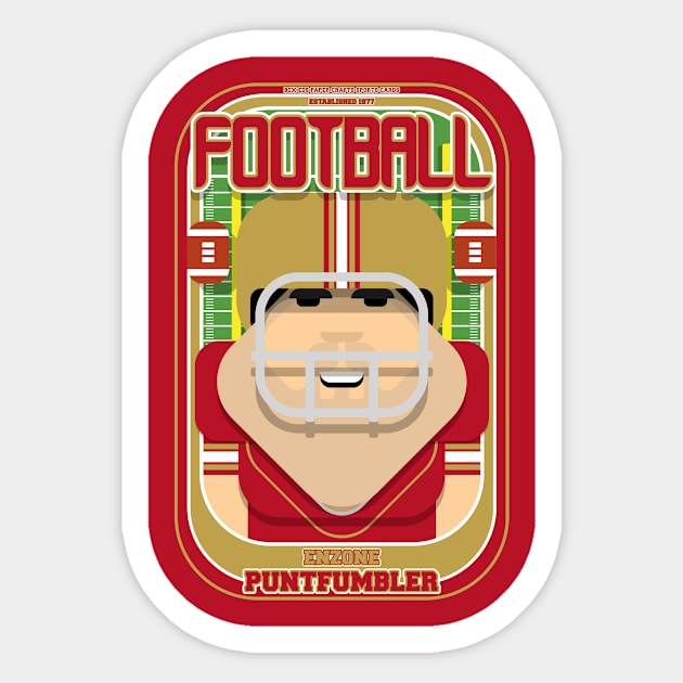 American Football Red and Gold - Enzone Puntfumbler - Victor version Sticker by Boxedspapercrafts